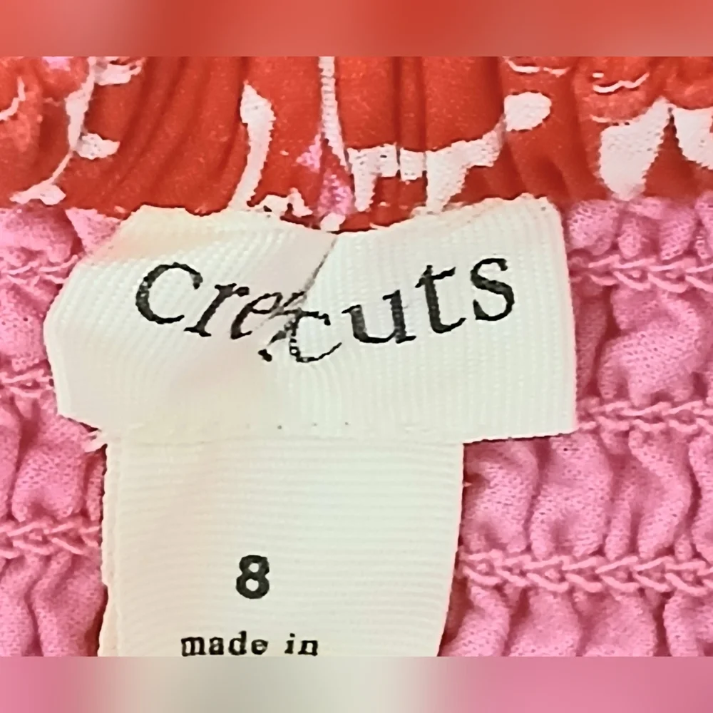 Crewcuts Dress Girls Size 8 Pink and Red Smocked‎ Top Floral Lined Pullover